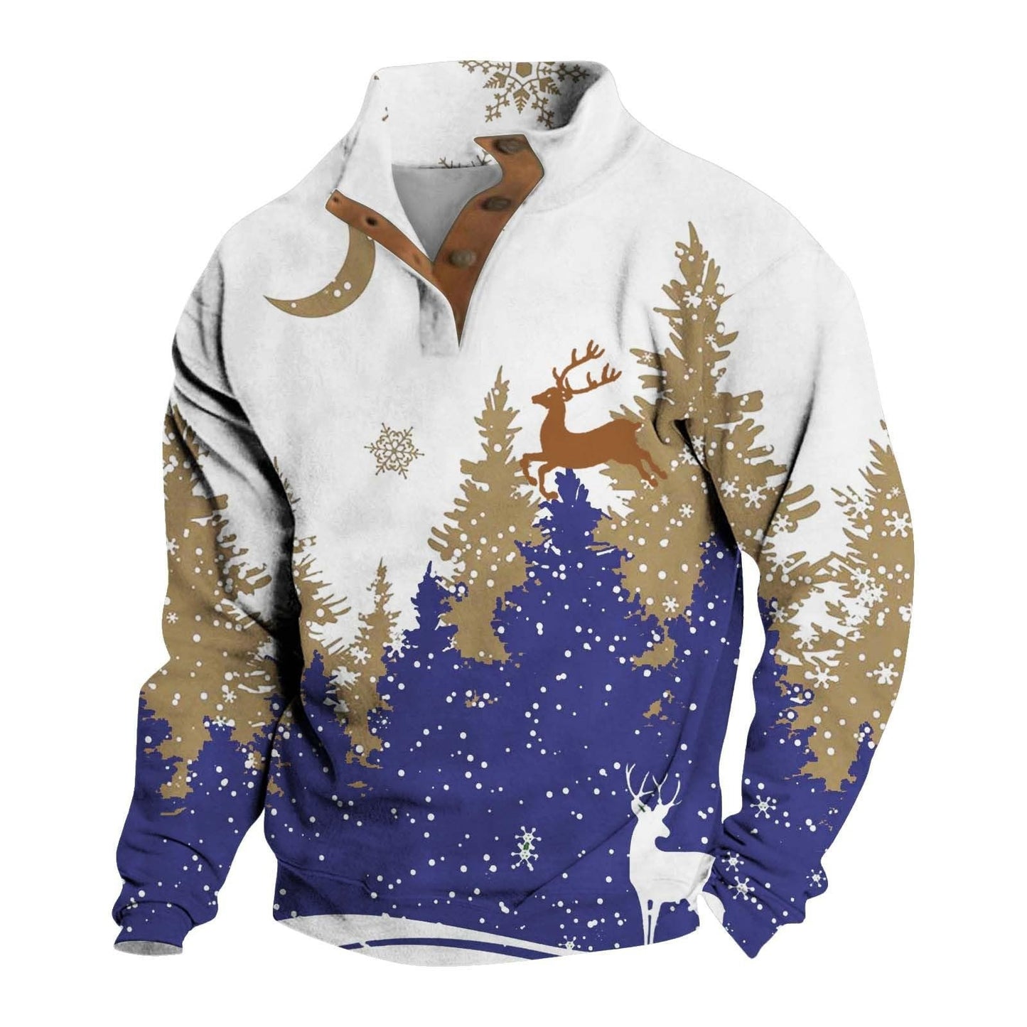 4-button Fashion Brand Casual Men's Printed Pullover Sweatshirt