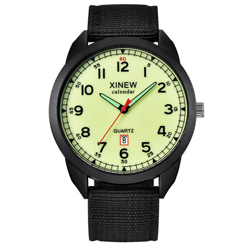 Watch Men's Nylon Watchband Calendar Quartz Watch