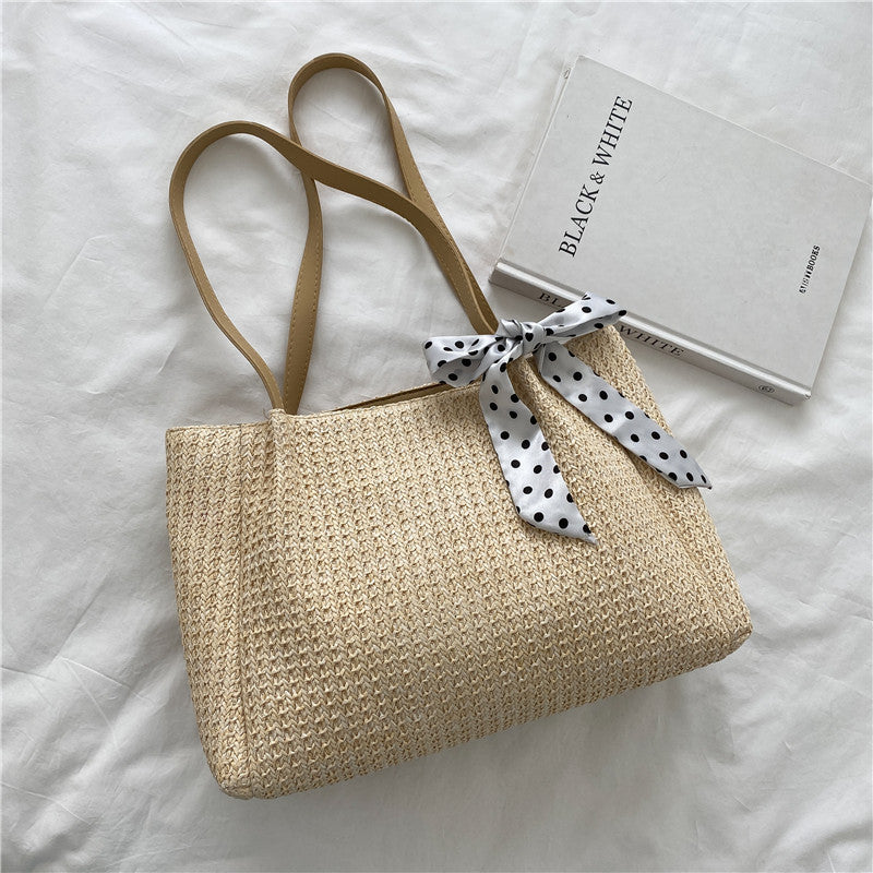 Women's Woven Tote Chain Crossbody Scarf