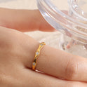 Titanium Steel Plated 18K Gold Wavy-shaped Eight Awn Star Ring