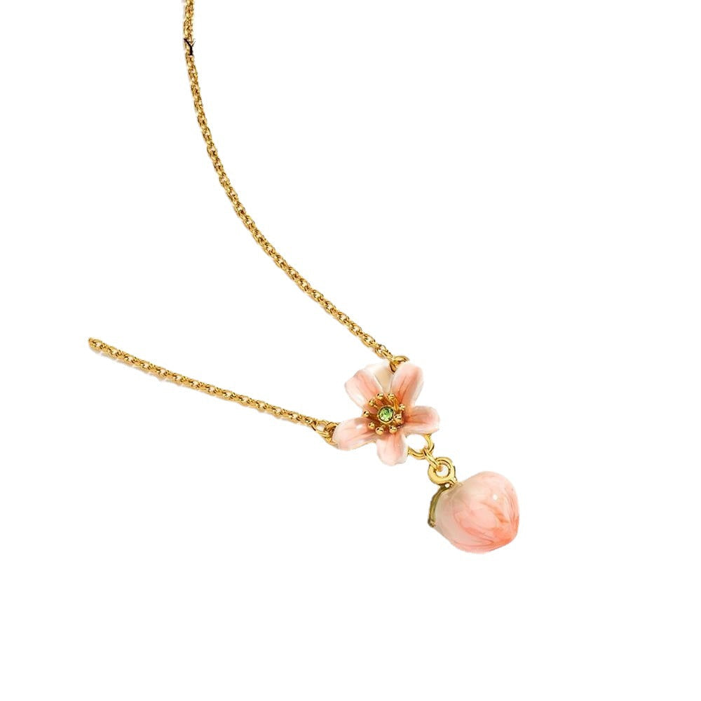 Enamel Painted Fruit Sweet Peach Necklace