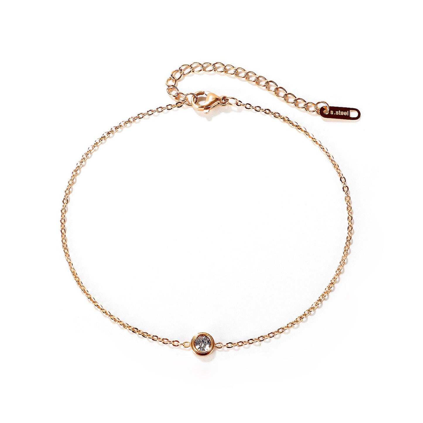 High-Grade Single Diamond Bracelet Female 18K Gold Simple Cold Style