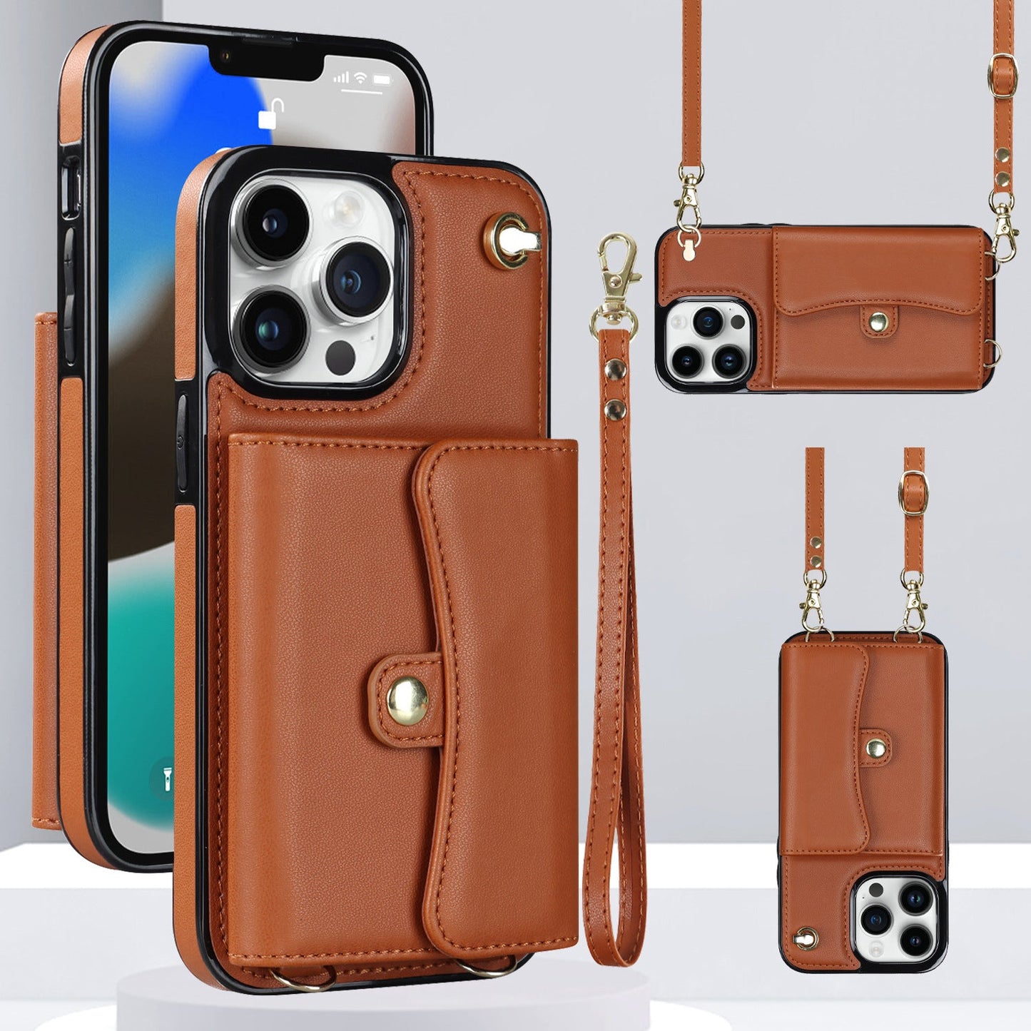 S23Ultra Card Organ Leather Case A13 Crossbody Phone Case