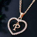 26 Letters Heart-shaped Zircon Pendant Necklace Stainless Steel Gold Color Chains Jewelry Birthday Gift For Women