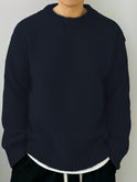 Solid Color Loose Knitted Pullover Leisure Japanese-style Retro Long Sleeve Round Neck Sweater Men