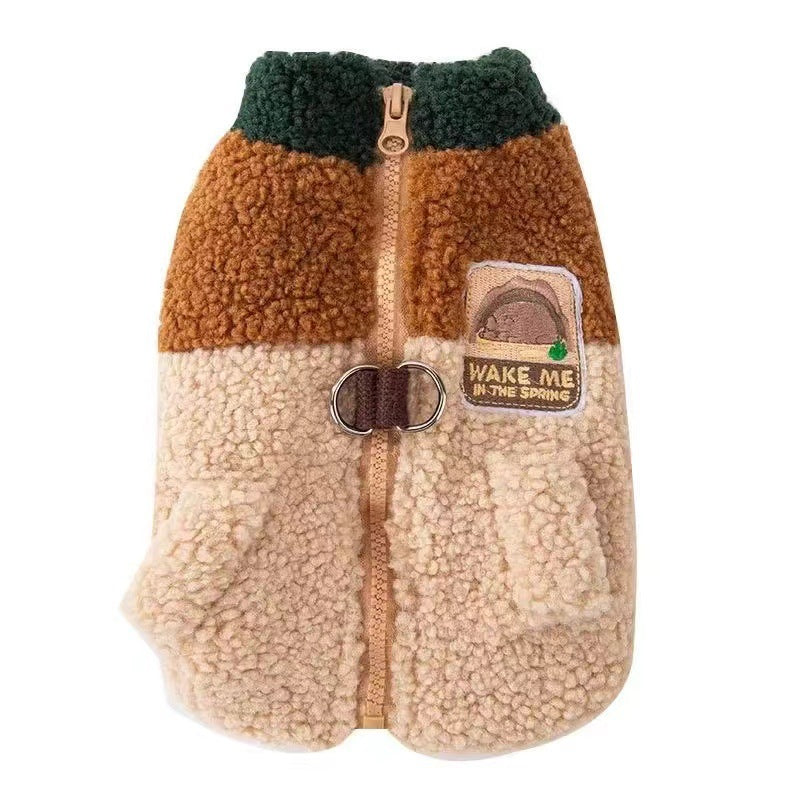 Color Matching Traction Vest Warm Dog Clothes