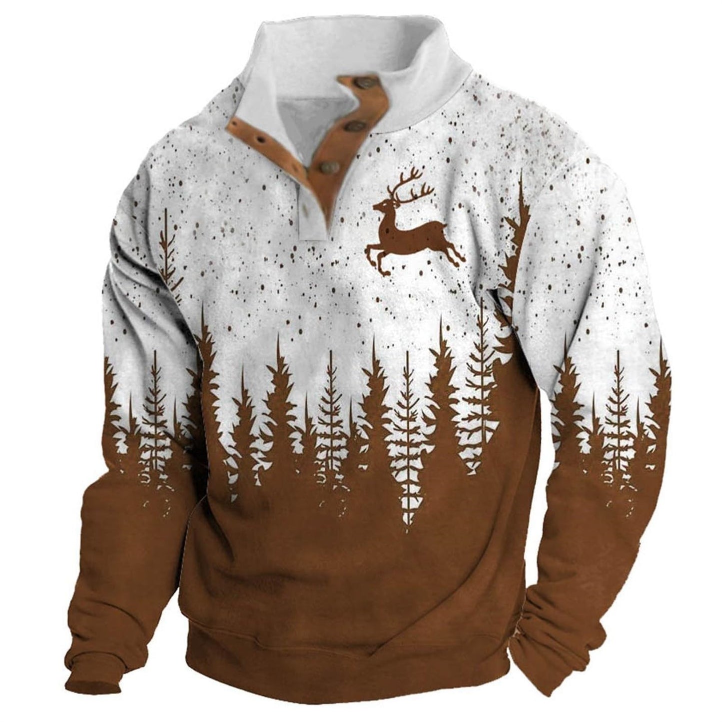 4-button Fashion Brand Casual Men's Printed Pullover Sweatshirt