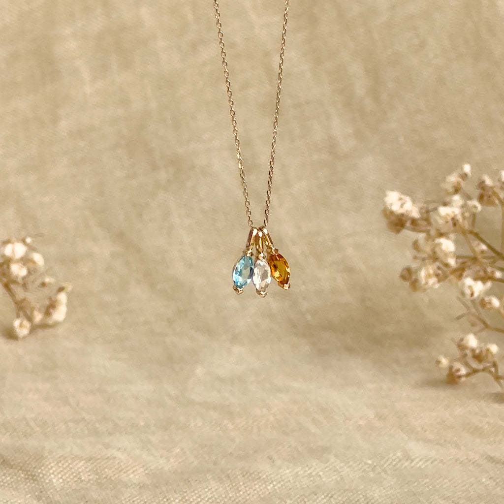 December Birthday Stone Drop-shaped Necklace