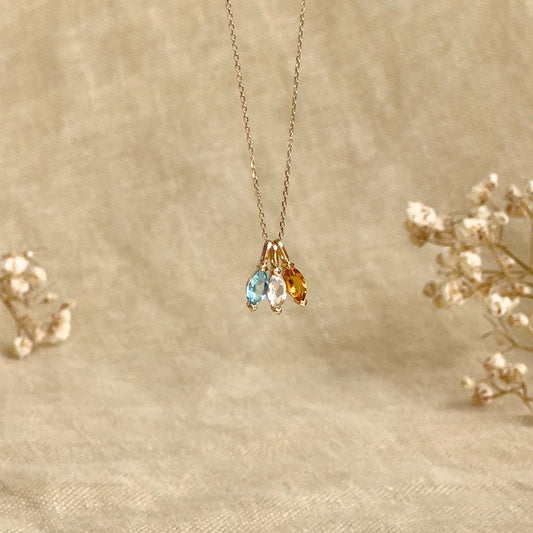 December Birthday Stone Drop-shaped Necklace