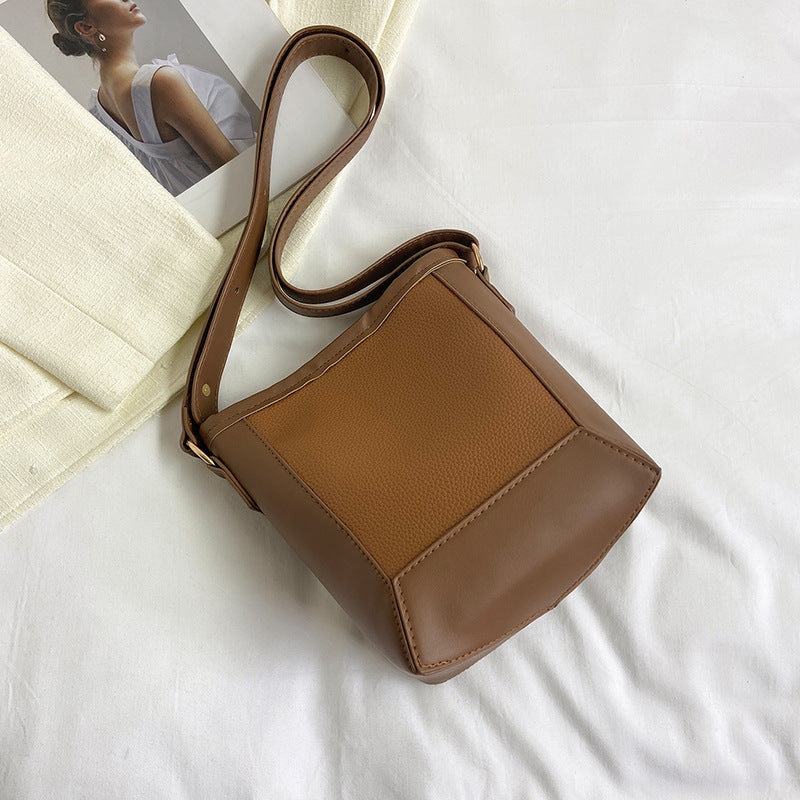 Simple One-shoulder Cross Body Bucket Bag