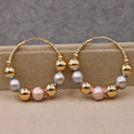 Creative Color Round Beads Hoop Earrings Women