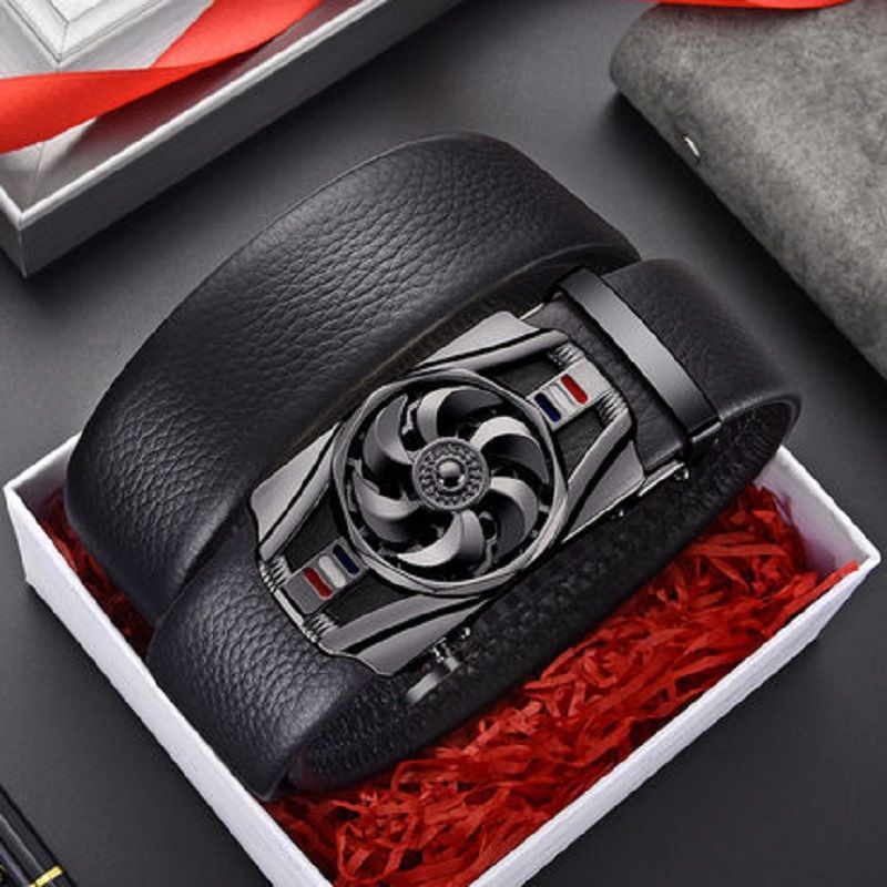 Good Luck Coming Men's Leather Belt Comfortable Click Belt Young Business