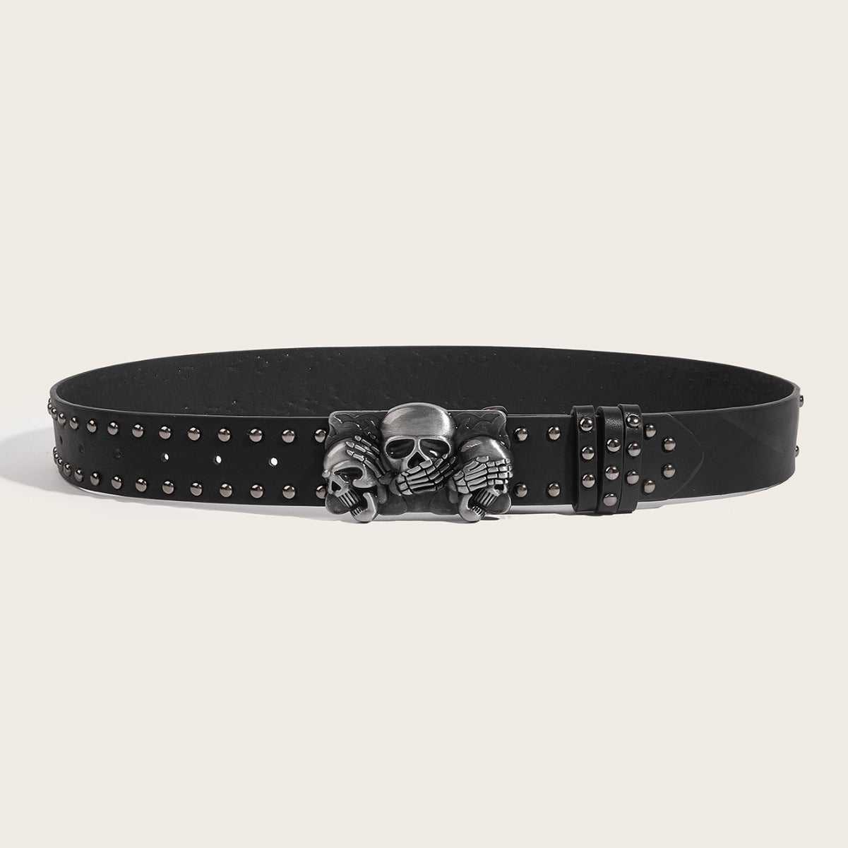 Men's Personality Skull Youth Belt Punk Snap Button Casual Belt