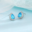 Super Flash Blue Water Drop Ear Studs French Elegance