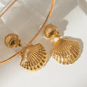 Vintage Stainless Steel Shell Pendant Earrings