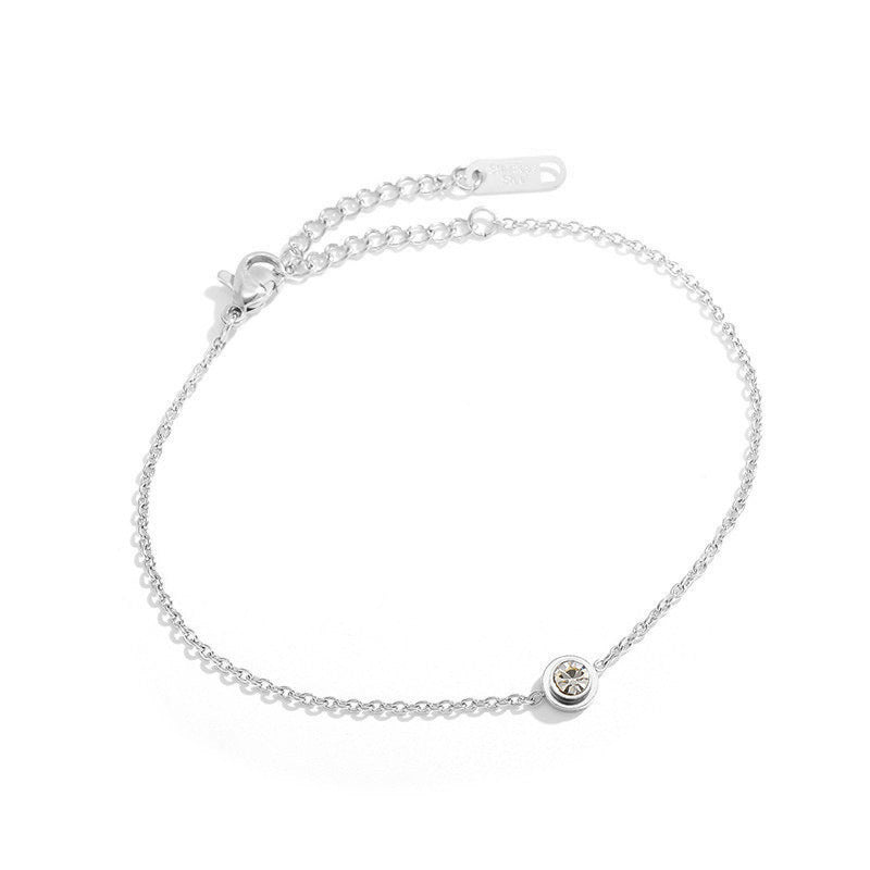 High-Grade Single Diamond Bracelet Female 18K Gold Simple Cold Style