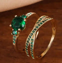 Emerald Zircon High-grade Retro Temperament Design Light Luxury Ring