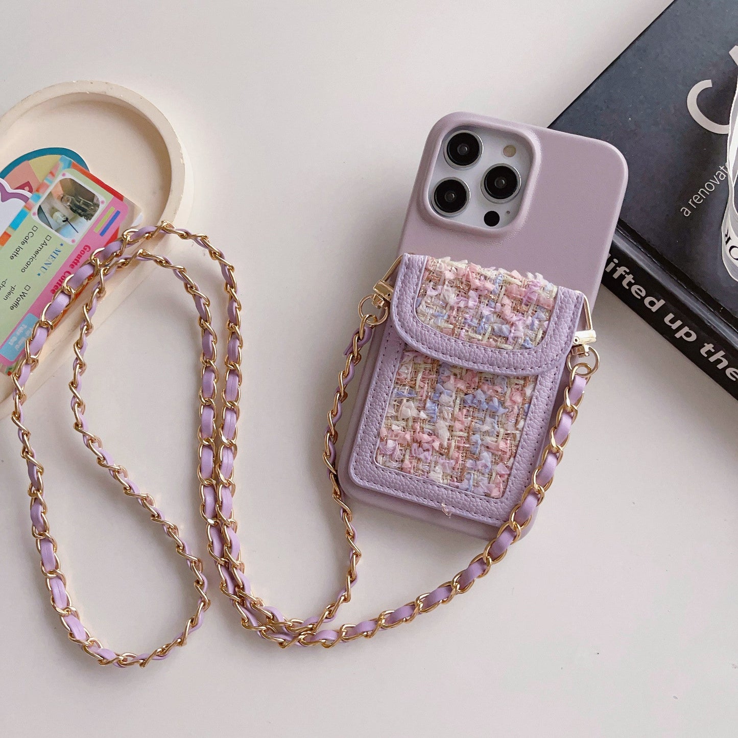 Crossbody Chain Card Holder Can Back Phone Case