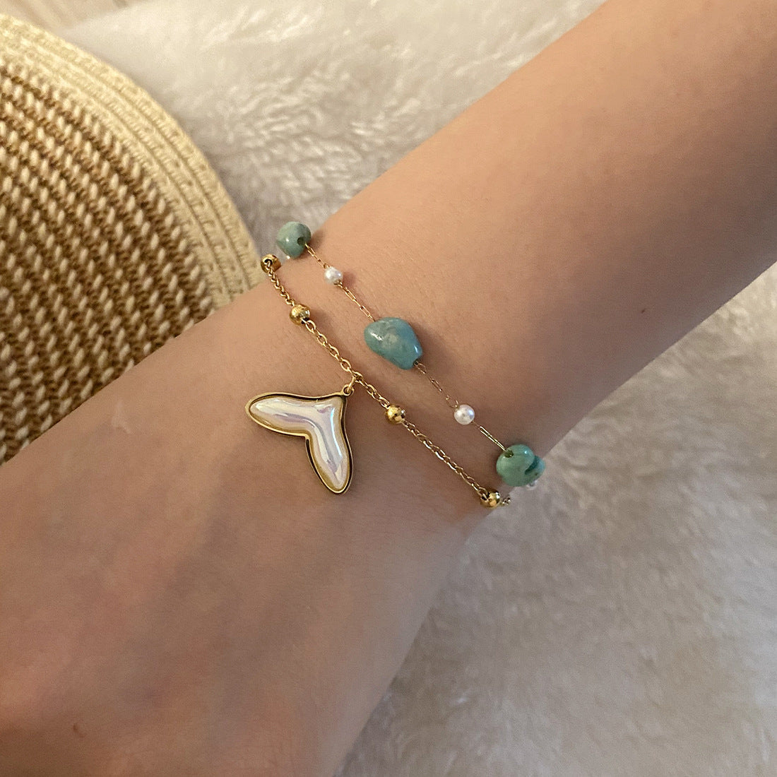 Summer Shell Starfish Bracelet Natural Stone Bracelet