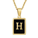 18K Gold Stainless Steel Square Letter Necklace For Women