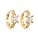 Mini Exquisite Real Gold Plating Zircon Geometry Ear Ring