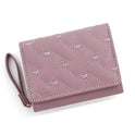 Short And Simple Embroidered Love Heart Multi Card Slots Wallet