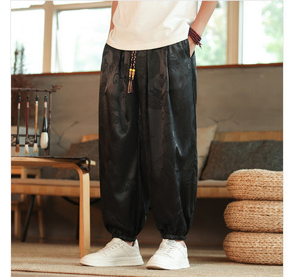 Men's Chinese Style Dragon Print Lantern Harem Pants