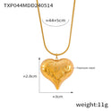 Women's Simple Geometric Heart Shape Pendant Titanium Steel Earrings Necklace