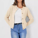 Women's Temperament Crew Neck Knitted Sweater Coat