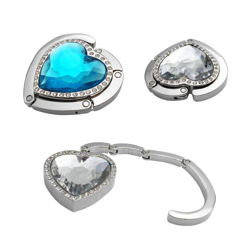 Creative Fashion Heart-shaped Single Row Diamond Table Hook