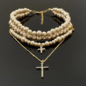 Women's Multi-layer Pearl Cross Necklace