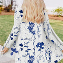 Autumn Flower Mang Printed Mid-length V-neck Trench Coat