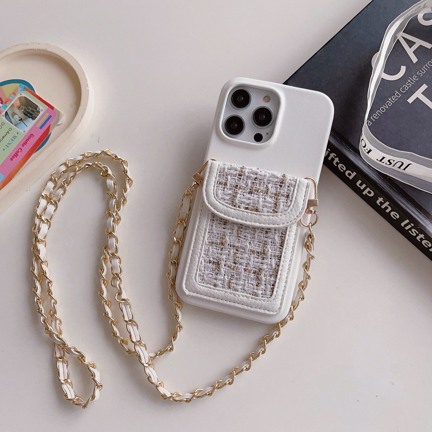 Crossbody Chain Card Holder Can Back Phone Case