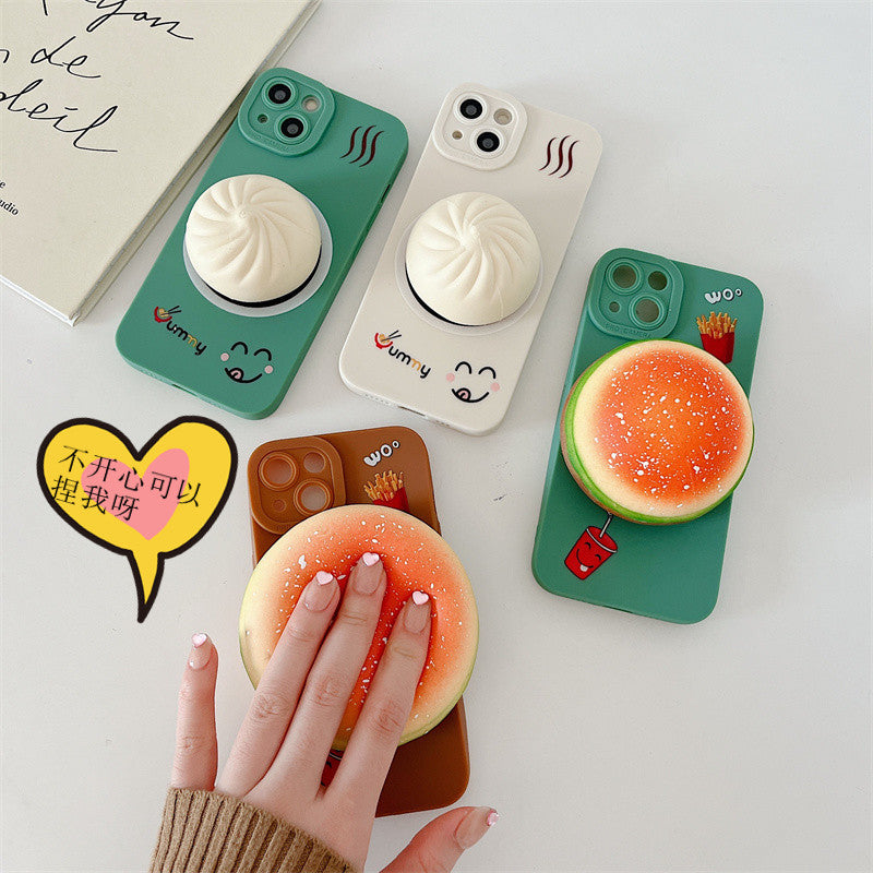 Creative Hamburger Decompression Squeezing Toy Phone Case