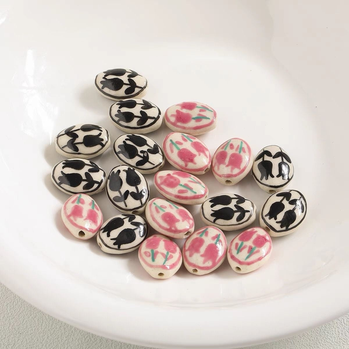 Double Tulip Vintage Ceramic DIY Bead Accessories