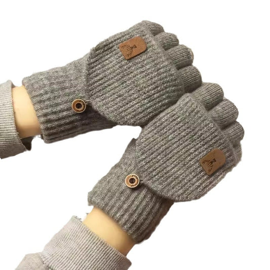 Half Finger Gloves Couple Autumn And Winter Knitting Wool Flip Riding Warm