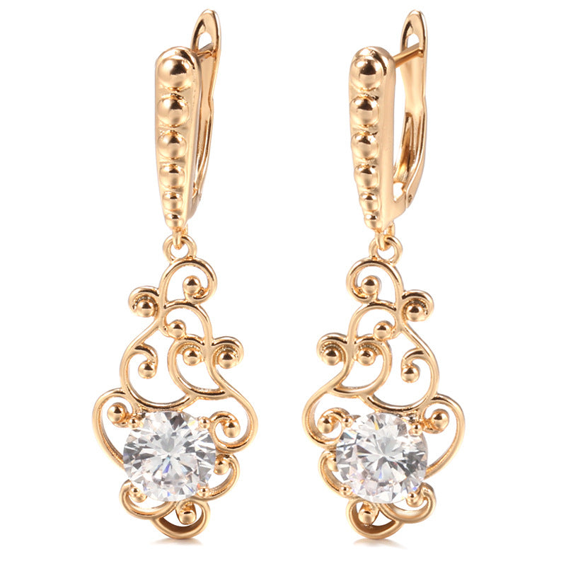 Women's Fashion Long Pattern Zircon Earrings