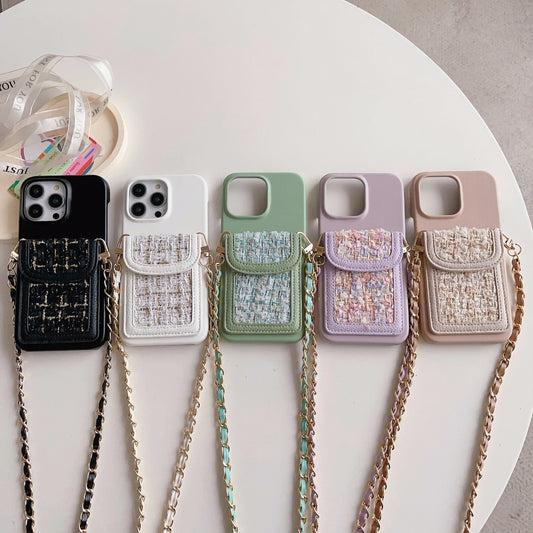 Crossbody Chain Card Holder Can Back Phone Case