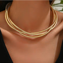 Fashion Metal Simple Three Woven Winding Temperament Female Necklace Collar