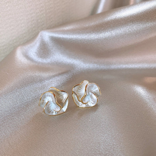 Women's Sterling Silver Needle Light Luxury Minority Camellia Ear Studs