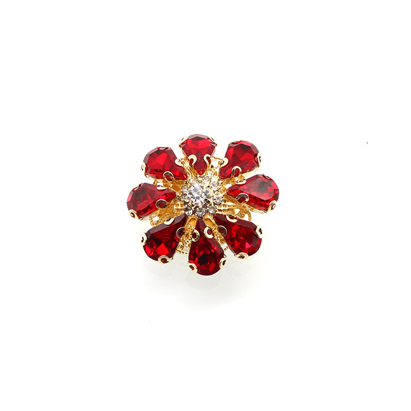 Creative Six-petal Large Rhinestone Flower Alloy Buckle Accessories