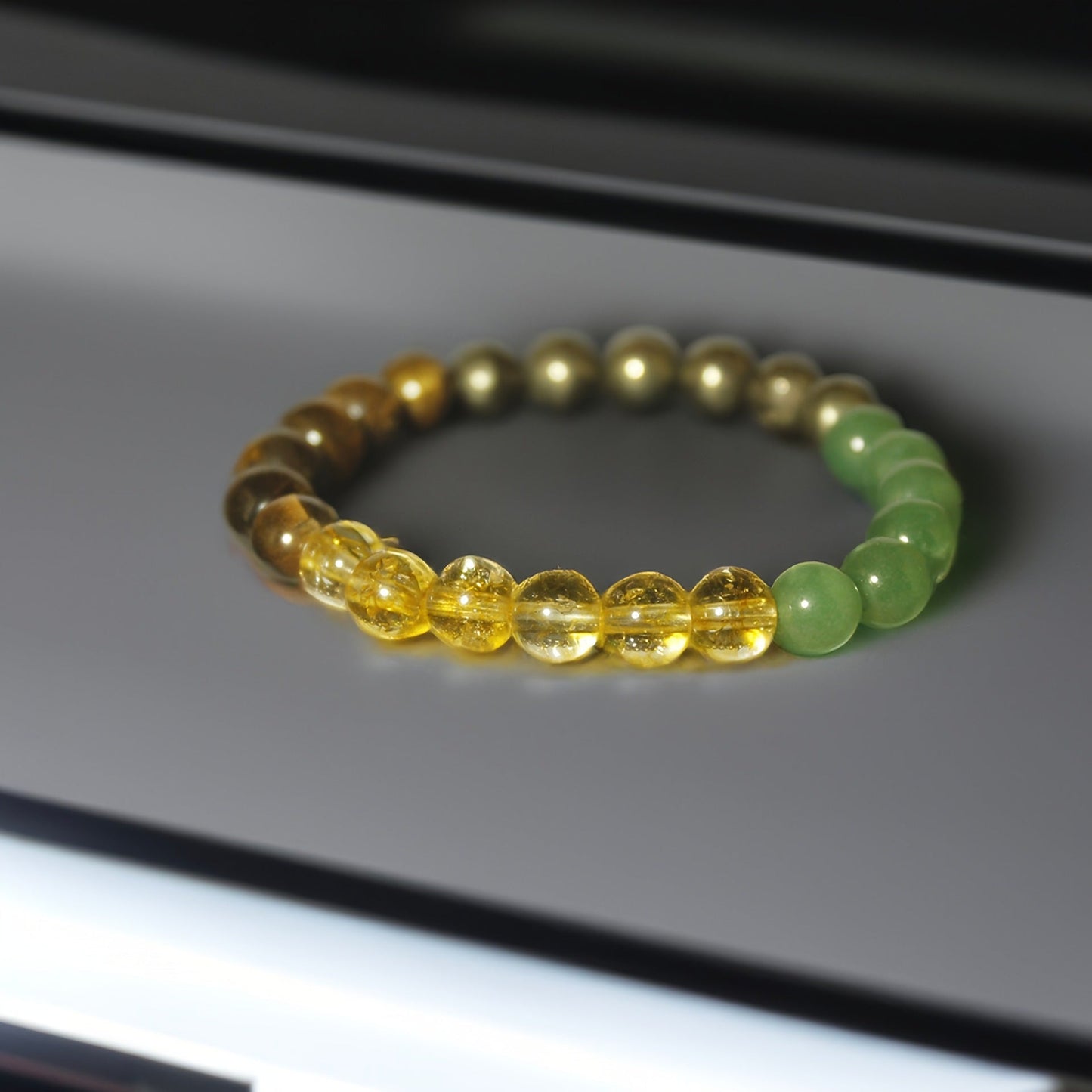 Citrine Men's Green Dongling Tiger-eye Bracelet