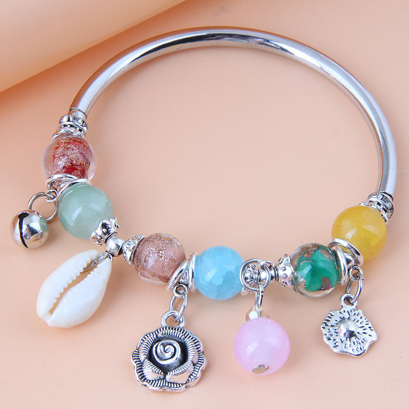 Evil Eye Bracelet Female Rose Shell Crystal String Beads