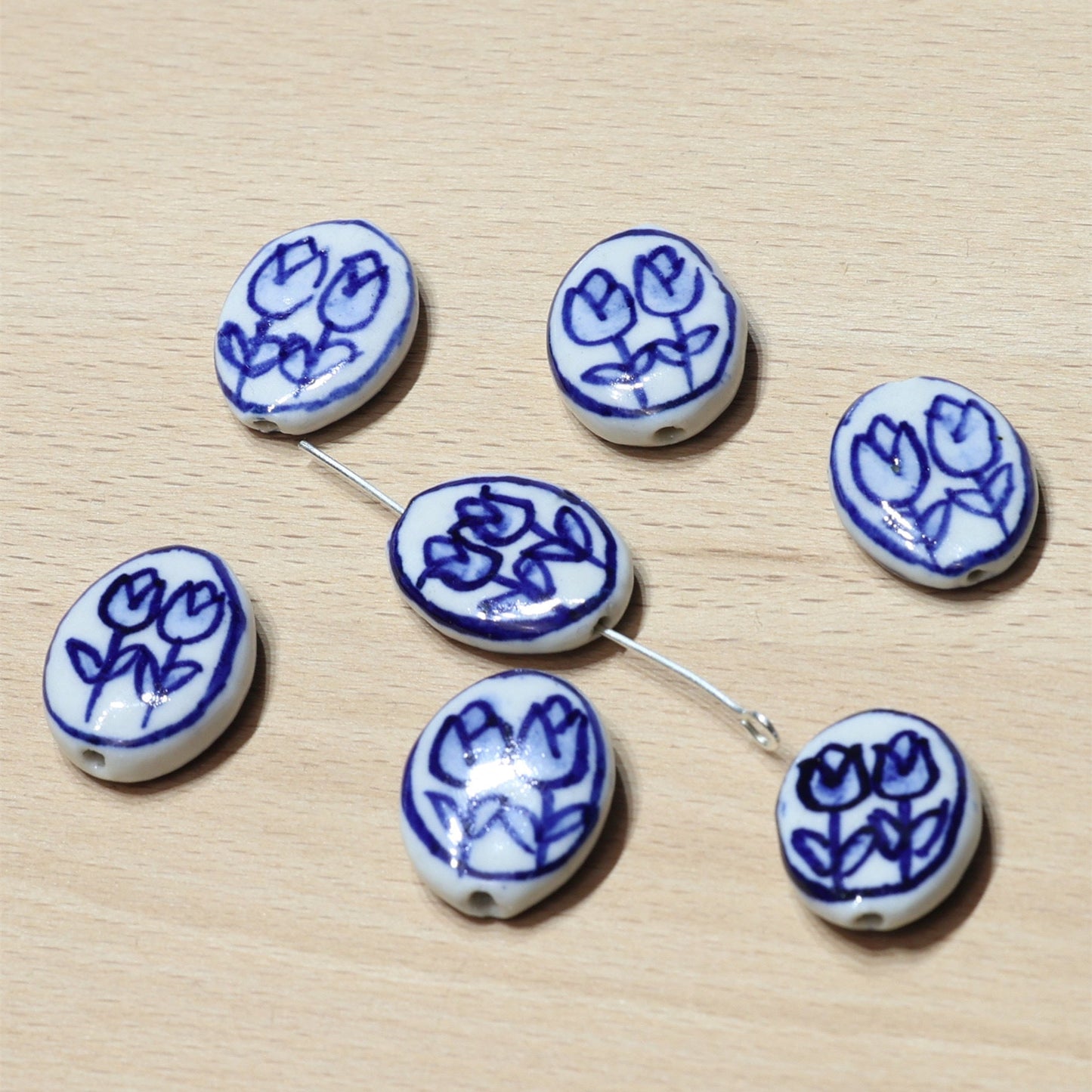 Double Tulip Vintage Ceramic DIY Bead Accessories