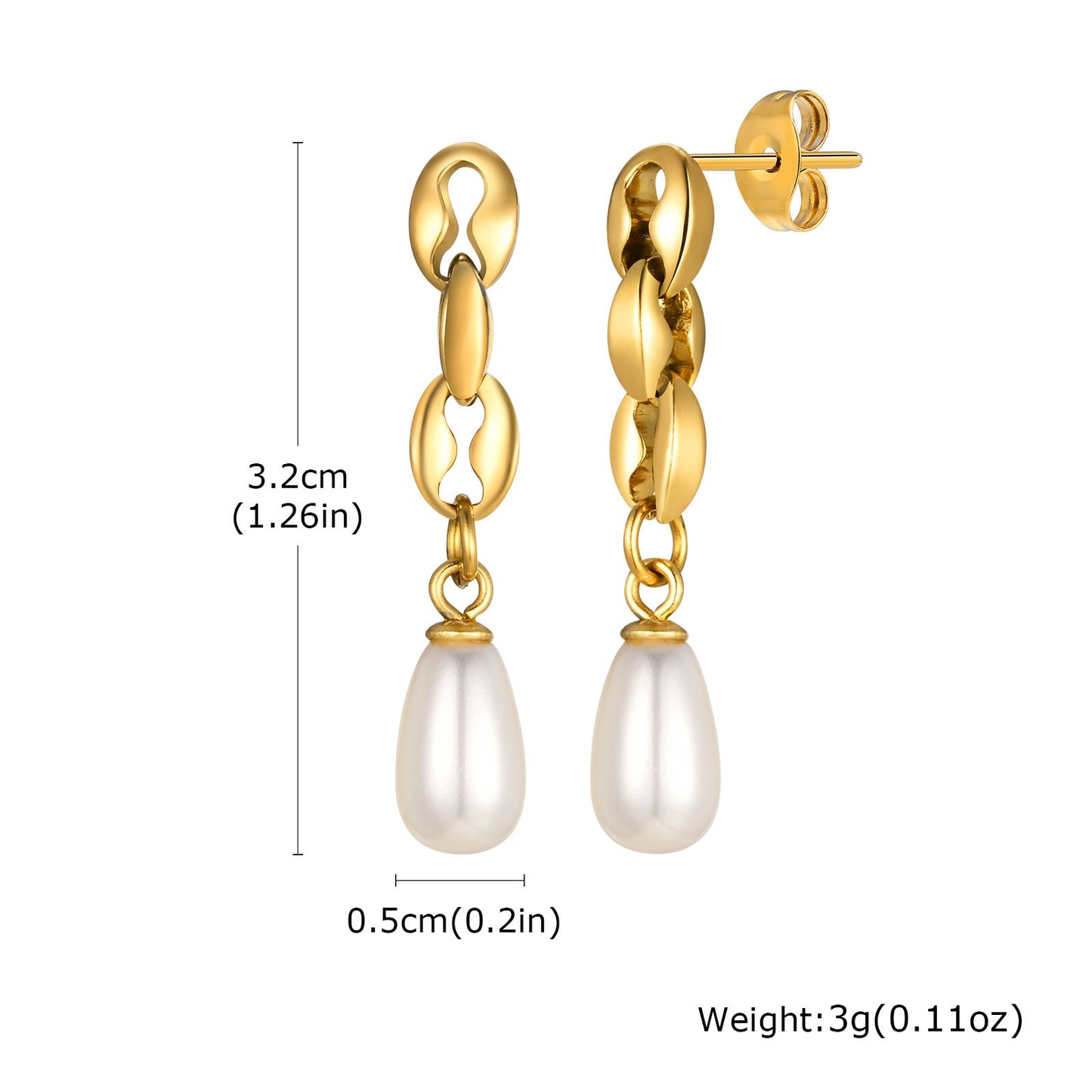 Stainless Steel Lip Chain Gold Earrings