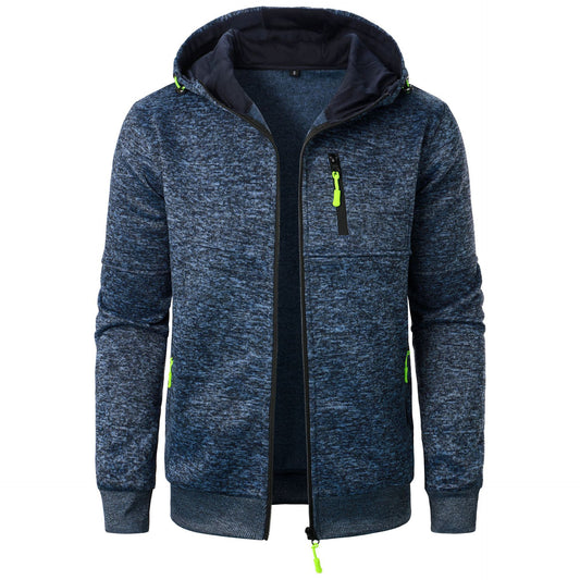 Men's Sports Fitness Casual Jacquard Hooded Jacket Knitted Cardigan