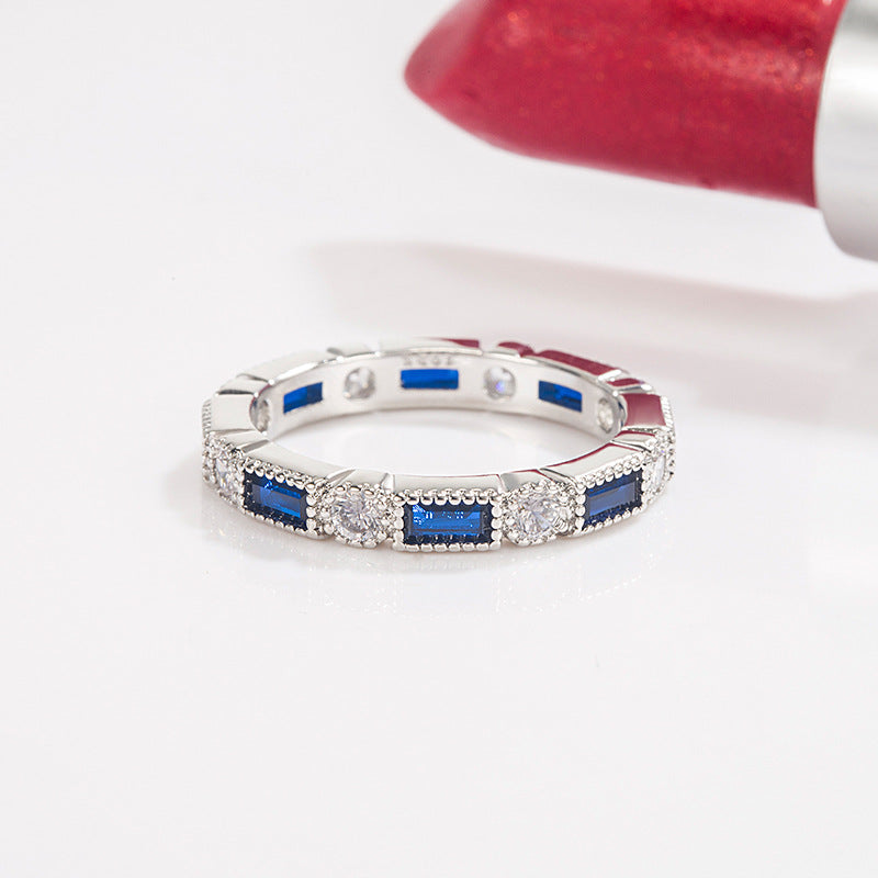 Fashion Inlaid Blue Crystal Small Ring