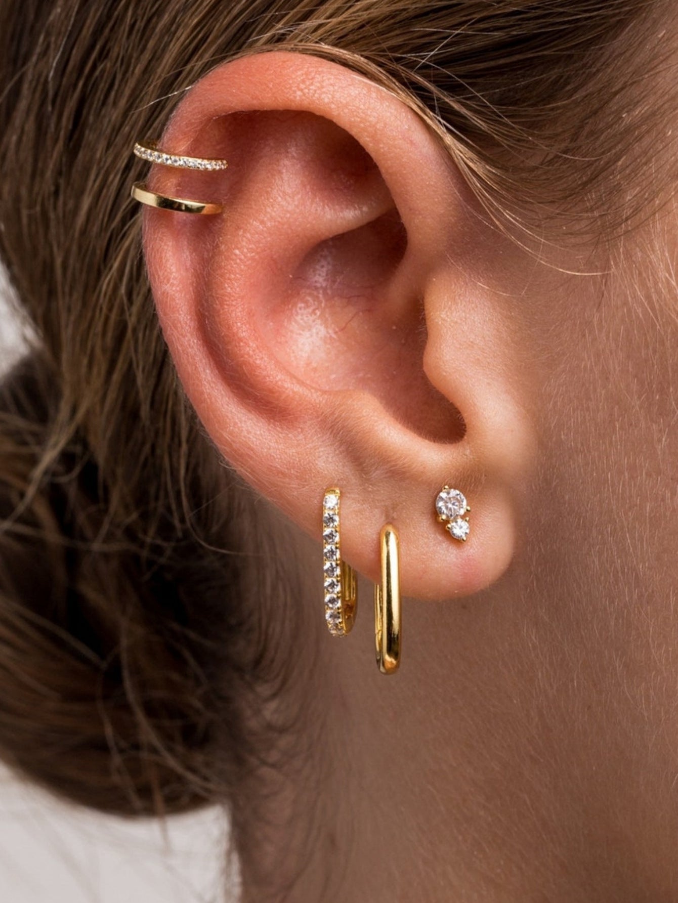 Inlaid Zircon Geometric Versatile Ladies Earring Set