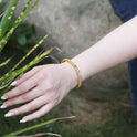 Carved Hollow Cloud Jasper Inlaid Gold-plated Snap Bracelet