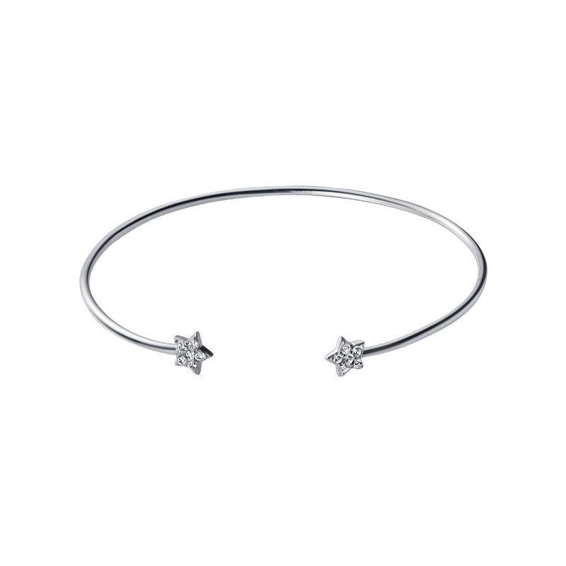 S925 Silver Bracelet Female Korean Style Sweet Simple Rhinestone Five-pointed Star